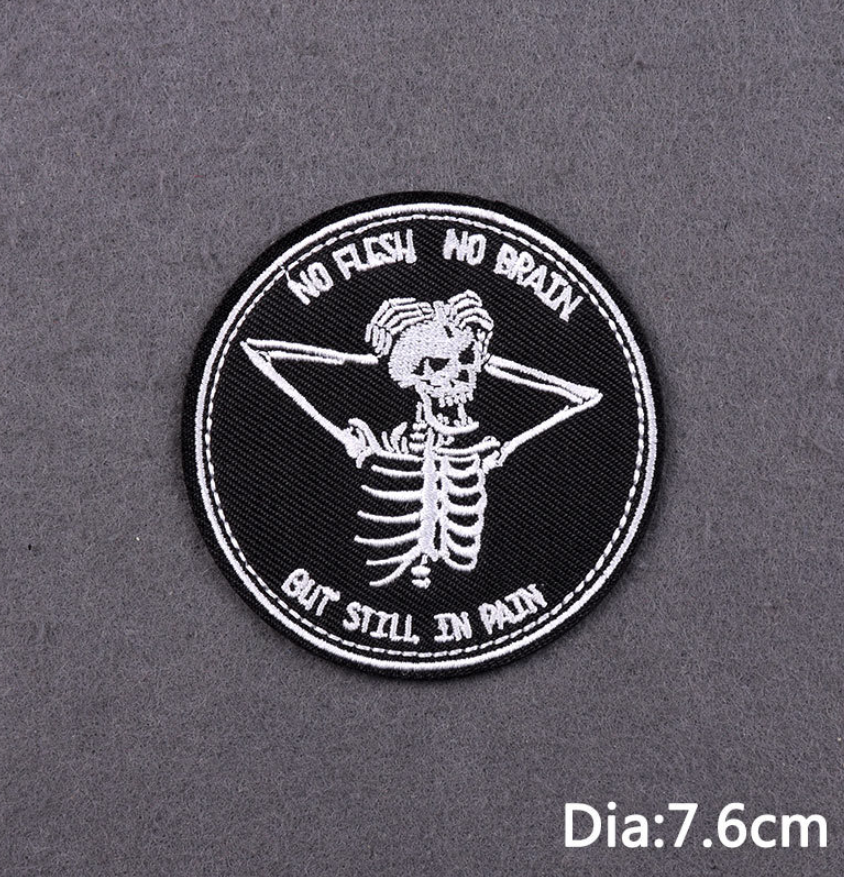 Skull Patch Embroidered Sew On Iron On Badge Fabric Craft Transfer