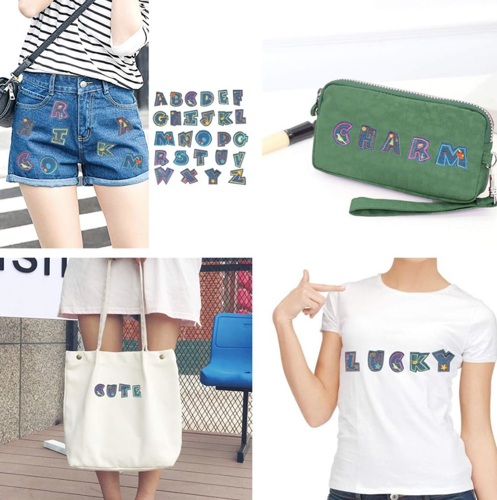 Iron on Patches Letters 26pcs A-Z Alphabet Patches Or Sew On Patches for Jeans