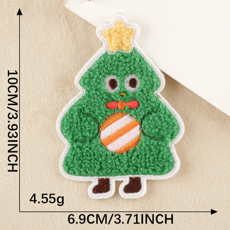Christmas Tree Plush Sew On Patches, Clothes Appliques Creative Animal Badges