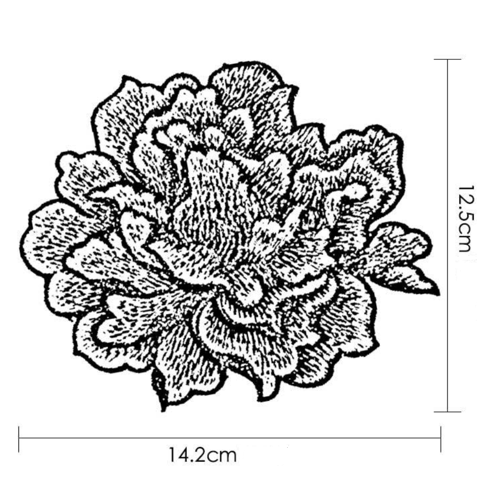 Sew on Peony Floral Patches, Embroidered Flower Appliques for DIY Clothing