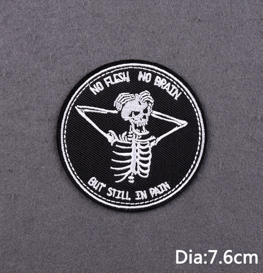 Skull Patch Embroidered Sew On Iron On Badge Fabric Craft Transfer