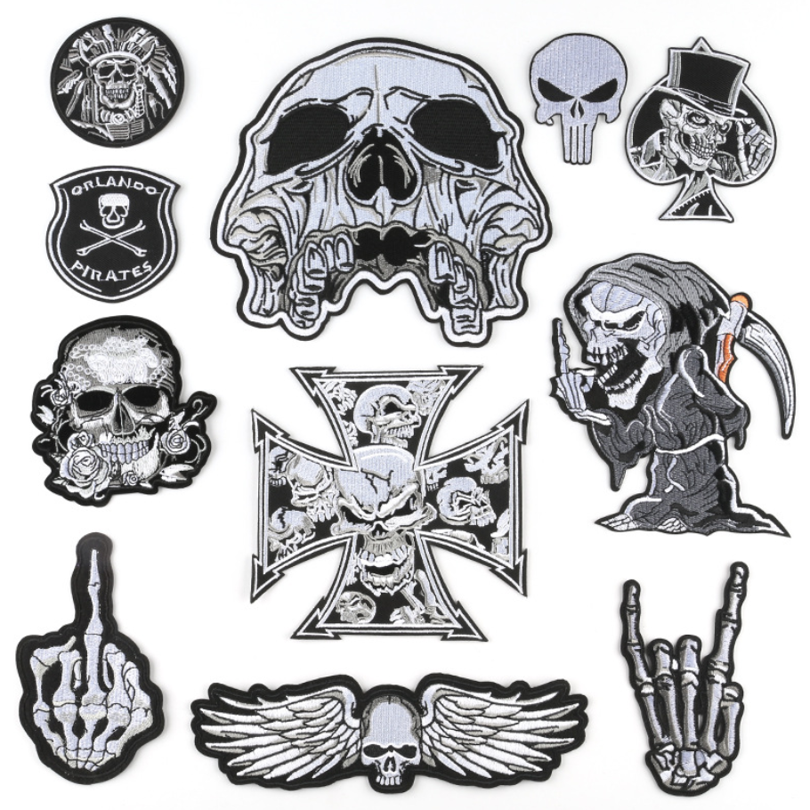 11 Pcs Skull Embroidered Sew On Iron On Patch Badge Fabric Clothes Vest Transfer