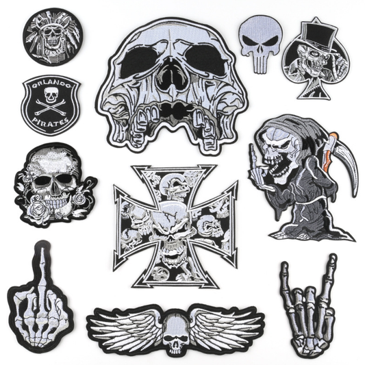 11 Pcs Skull Embroidered Sew On Iron On Patch Badge Fabric Clothes Vest Transfer
