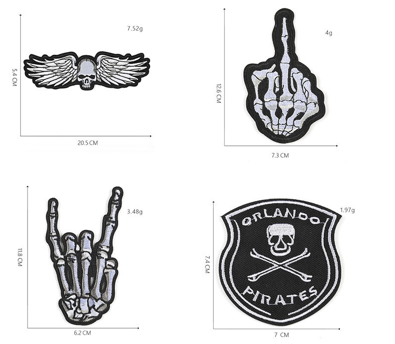 11 Pcs Skull Embroidered Sew On Iron On Patch Badge Fabric Clothes Vest Transfer