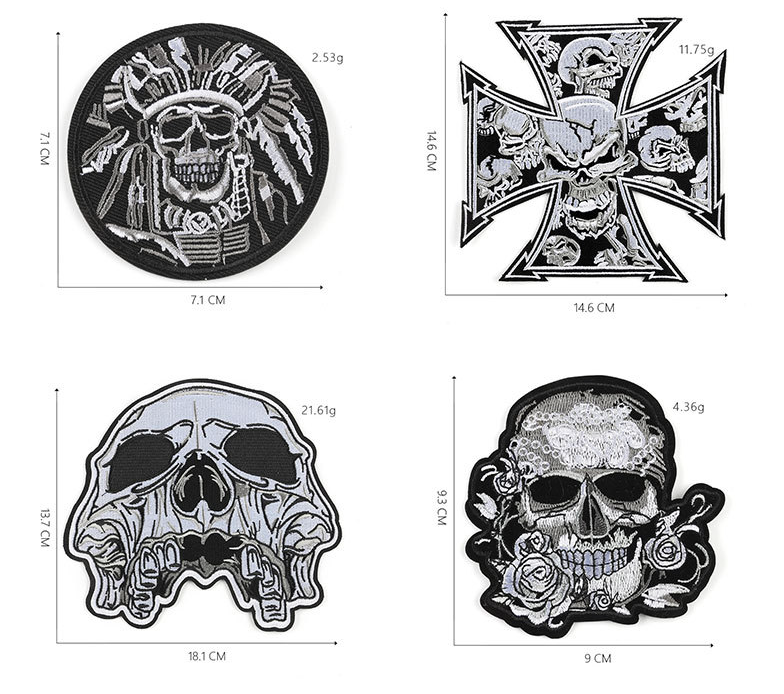 11 Pcs Skull Embroidered Sew On Iron On Patch Badge Fabric Clothes Vest Transfer