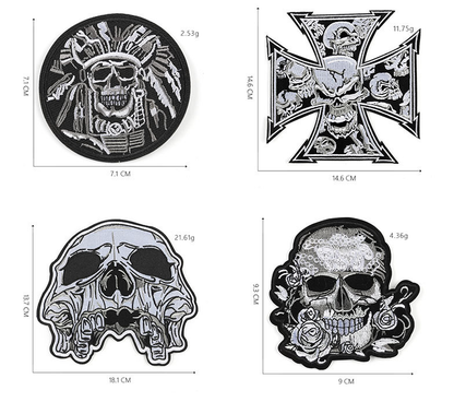 11 Pcs Skull Embroidered Sew On Iron On Patch Badge Fabric Clothes Vest Transfer