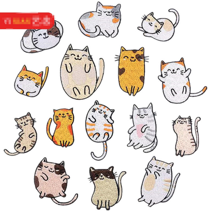 15pc Cute cats Iron, On Patches Embroidered Applique Badge Sew On Patch
