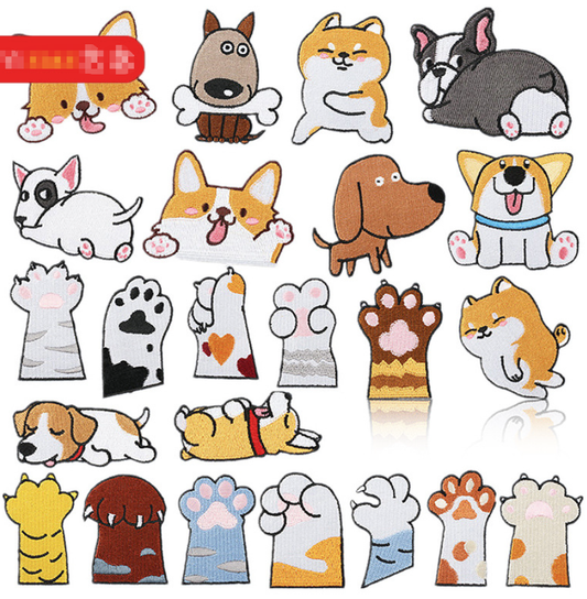 23pc Dog Paw Set Iron, On Patches Embroidered Applique Badge Sew On Patch