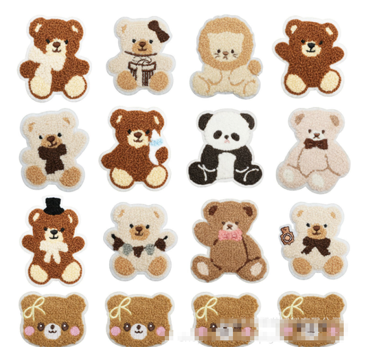 16pc Bear Plush Iron,  Patches Embroidered Applique Badge Sew On Patch