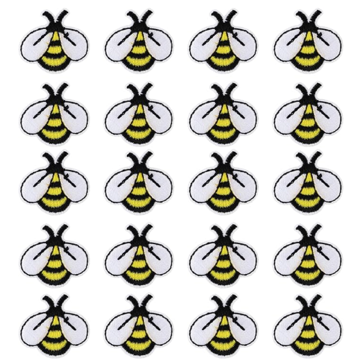 20Pcs Iron on Patches, Bee Embroidered Patches, Repair Patches Sew On Patches
