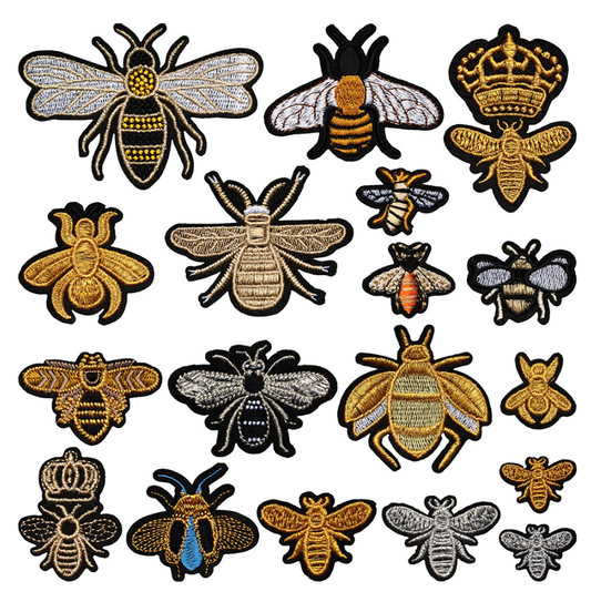 18pc Gold Crown Bee Iron On Patches Embroidered Applique Badge Sew On Patch