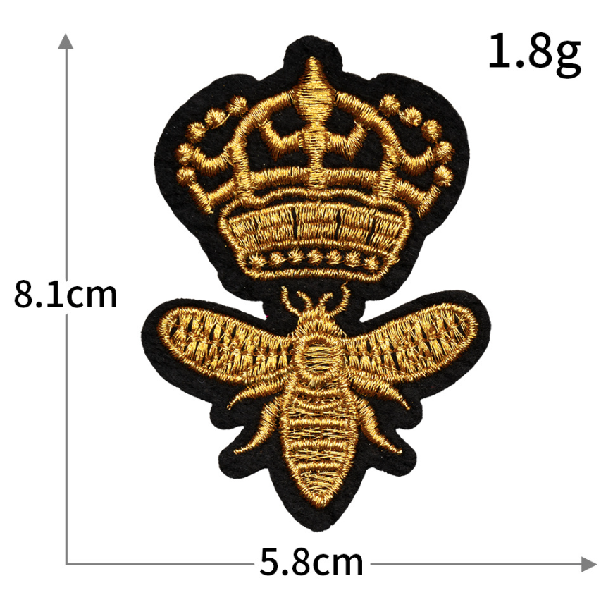 18pc Gold Crown Bee Iron On Patches Embroidered Applique Badge Sew On Patch