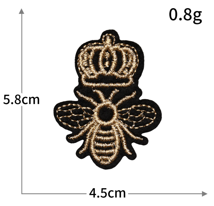 18pc Gold Crown Bee Iron On Patches Embroidered Applique Badge Sew On Patch