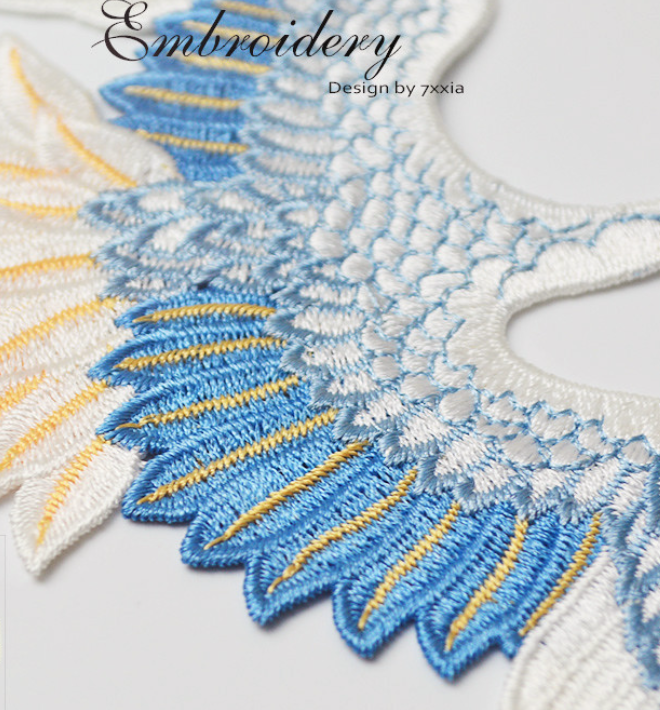 2Pcs Red Crowned Crane Birds Sew on Patches Clothes ,Large Animal Birds Shape