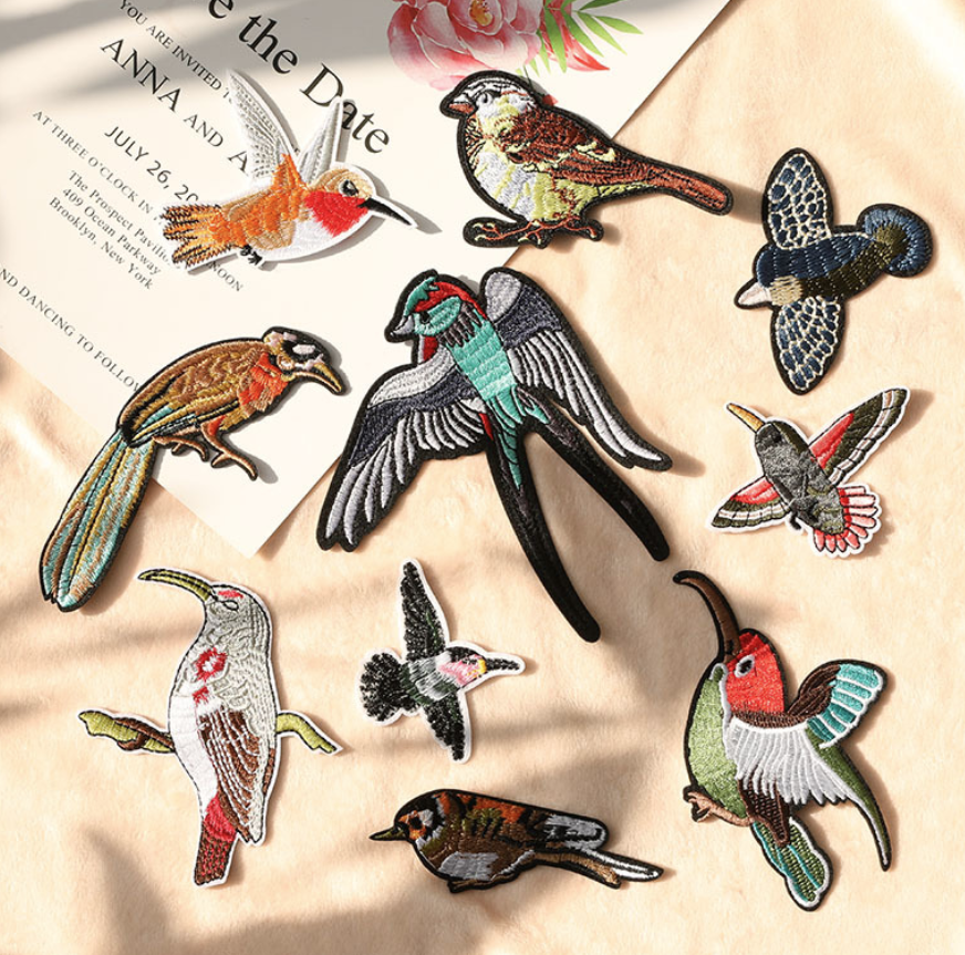 9pcs Birds Sew On/Iron On  Patches Patterns Decorative Embroidered Patches