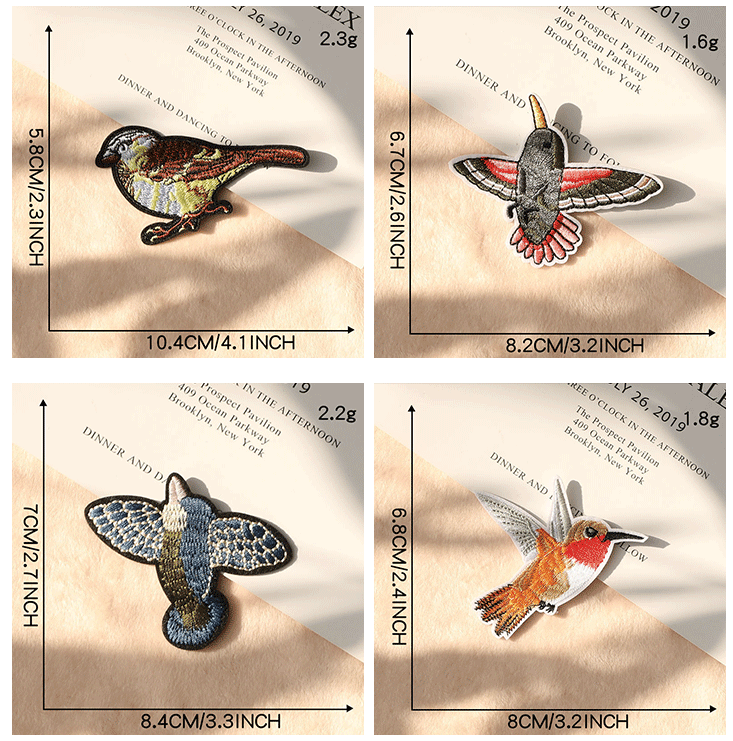 9pcs Birds Sew On/Iron On  Patches Patterns Decorative Embroidered Patches