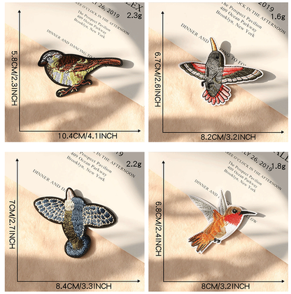9pcs Birds Sew On/Iron On  Patches Patterns Decorative Embroidered Patches