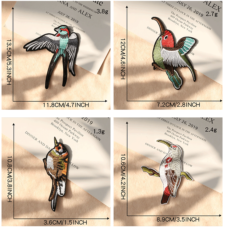 9pcs Birds Sew On/Iron On  Patches Patterns Decorative Embroidered Patches
