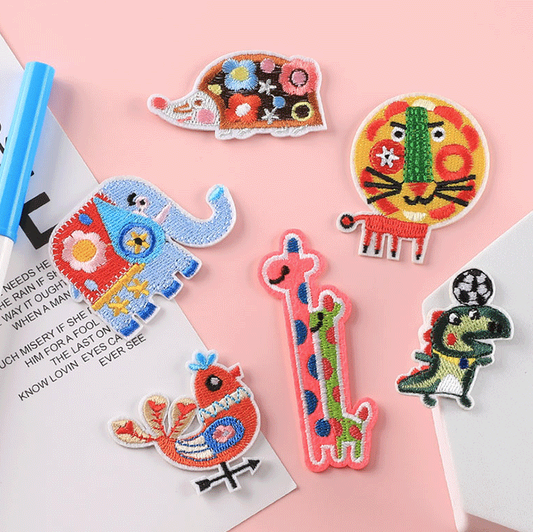 6 Pcs Sew On Patches Animal Applique Patches Iron On Patch/Sew On Patch Badge UK