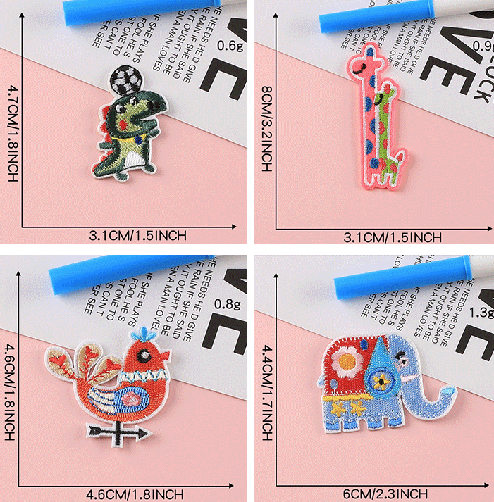 6 Pcs Sew On Patches Animal Applique Patches Iron On Patch/Sew On Patch Badge UK