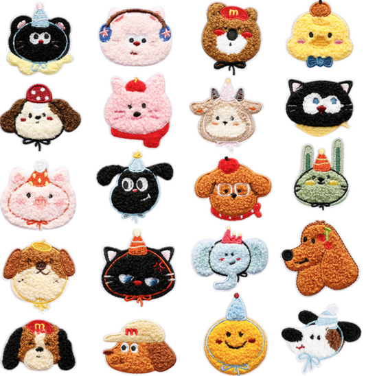 20 pcs Animal Plush Stick on,  Patches Embroidered Applique Badge Sew On Patch