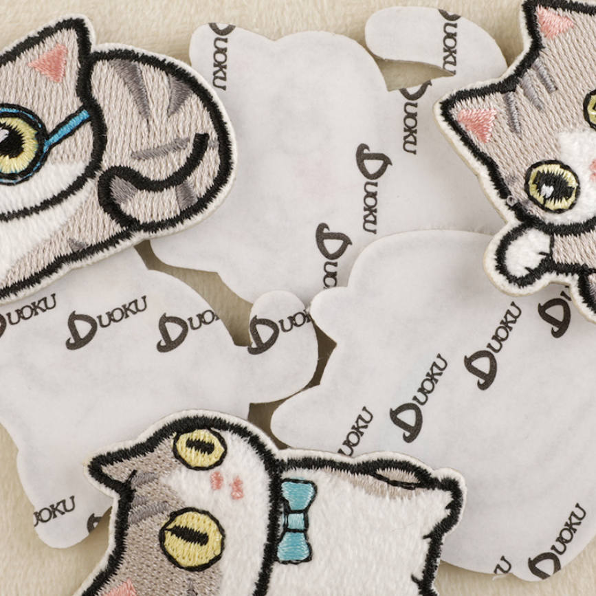 9 pcs Cat Set Stick On Patches Embroidered Applique Badge Sew On Patch UK