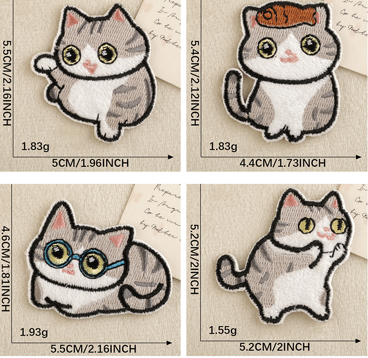 9 pcs Cat Set Stick On Patches Embroidered Applique Badge Sew On Patch UK