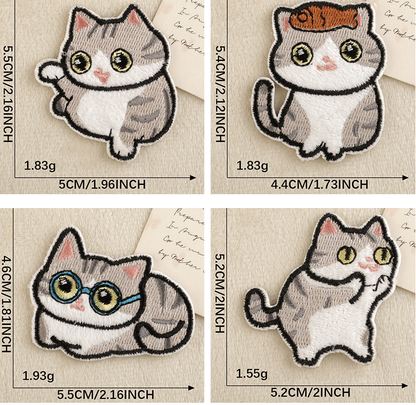 9 pcs Cat Set Stick On Patches Embroidered Applique Badge Sew On Patch UK