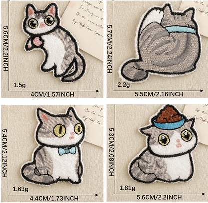 9 pcs Cat Set Stick On Patches Embroidered Applique Badge Sew On Patch UK