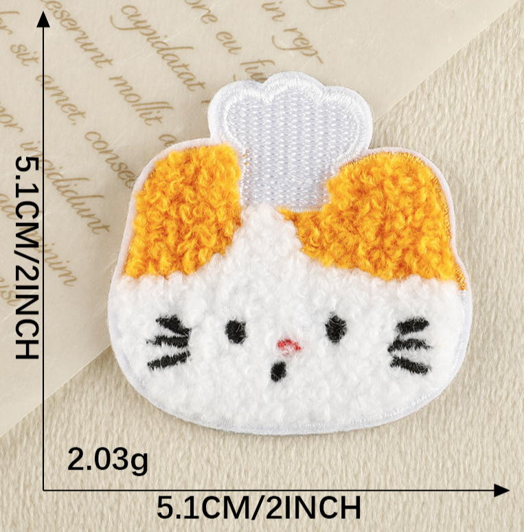 7pcs Animal Plush Stick on Patches Chenille Embroidered Applique Badge Sew On Patch