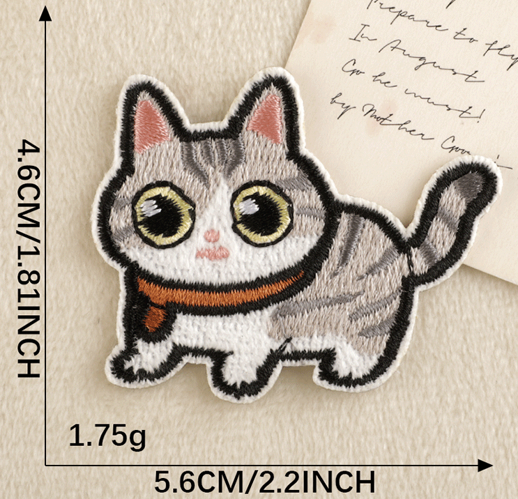 9 pcs Cat Set Stick On Patches Embroidered Applique Badge Sew On Patch UK