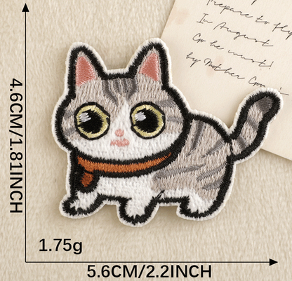 9 pcs Cat Set Stick On Patches Embroidered Applique Badge Sew On Patch UK