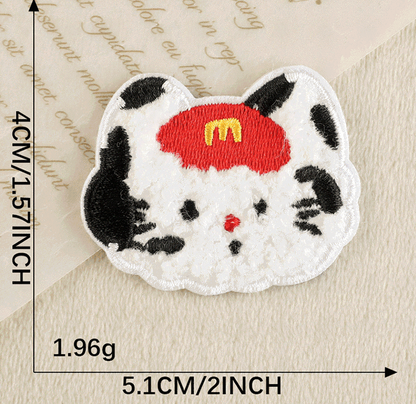7pcs Animal Plush Stick on Patches Chenille Embroidered Applique Badge Sew On Patch