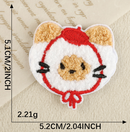 7pcs Animal Plush Stick on Patches Chenille Embroidered Applique Badge Sew On Patch