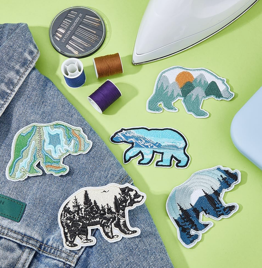 Bear Applique Patch Iron On Embroidered Patches for Outdoor Nature Craft Sewing