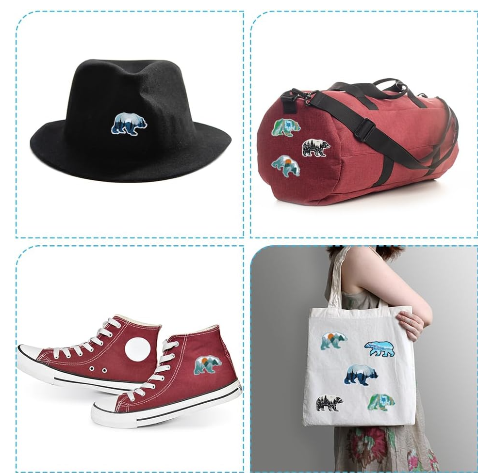 Bear Applique Patch Iron On Embroidered Patches for Outdoor Nature Craft Sewing