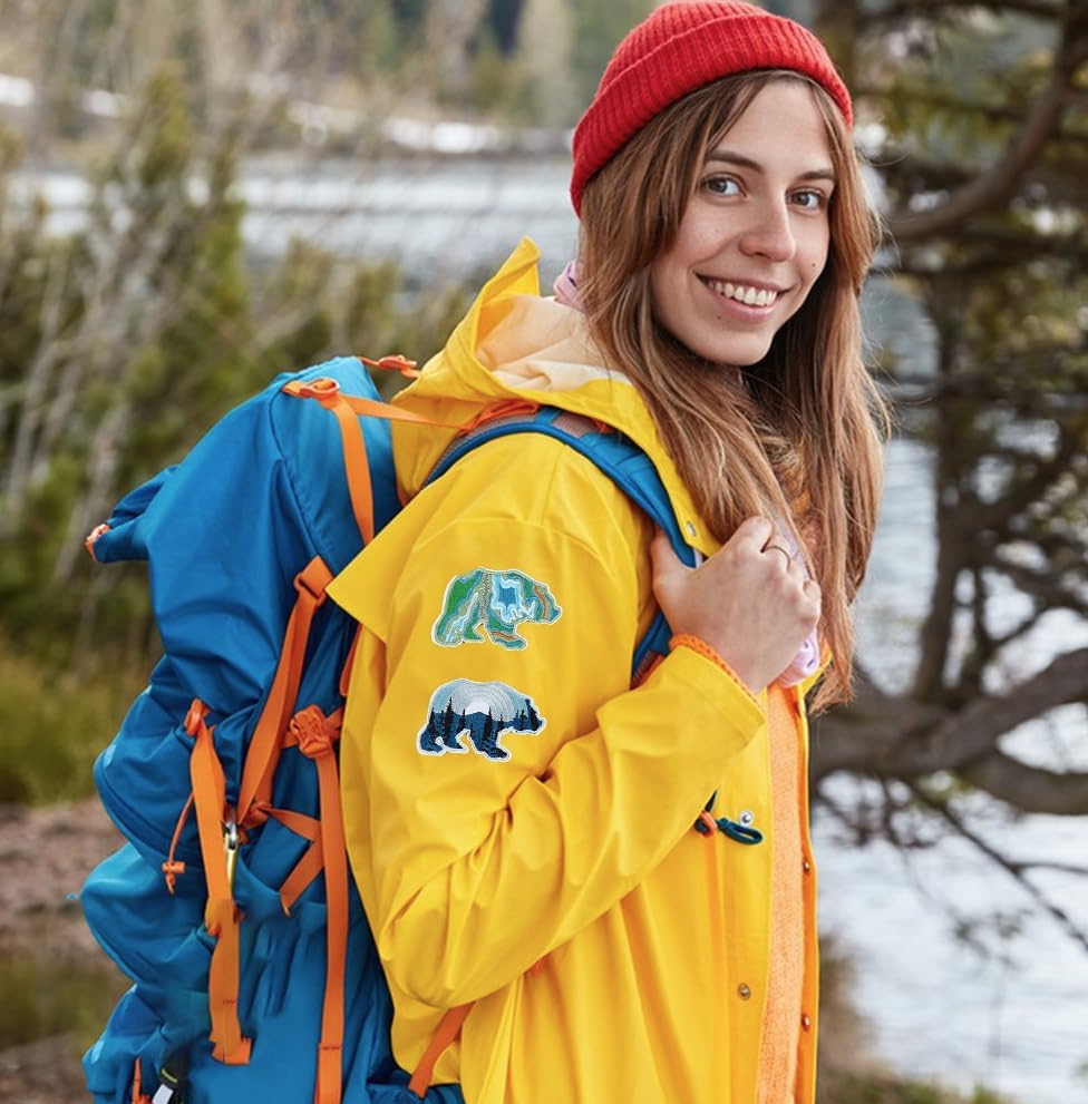 Bear Applique Patch Iron On Embroidered Patches for Outdoor Nature Craft Sewing