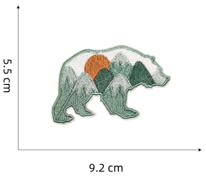 Bear Applique Patch Iron On Embroidered Patches for Outdoor Nature Craft Sewing