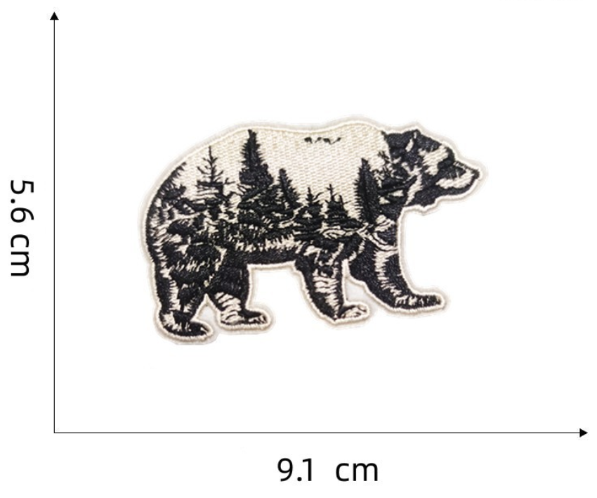 Bear Applique Patch Iron On Embroidered Patches for Outdoor Nature Craft Sewing
