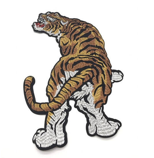 Large Tiger Roaring Iron on/Sew on Patch Embroidered for DIY Jacket Bag