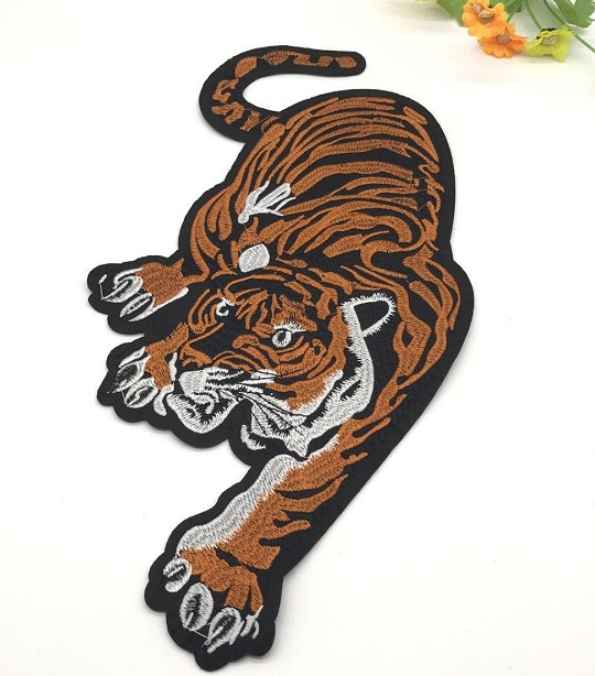 Large Tiger Iron on/Sew on Patch Embroidered for DIY Jacket Bag 13.4× 7 inches