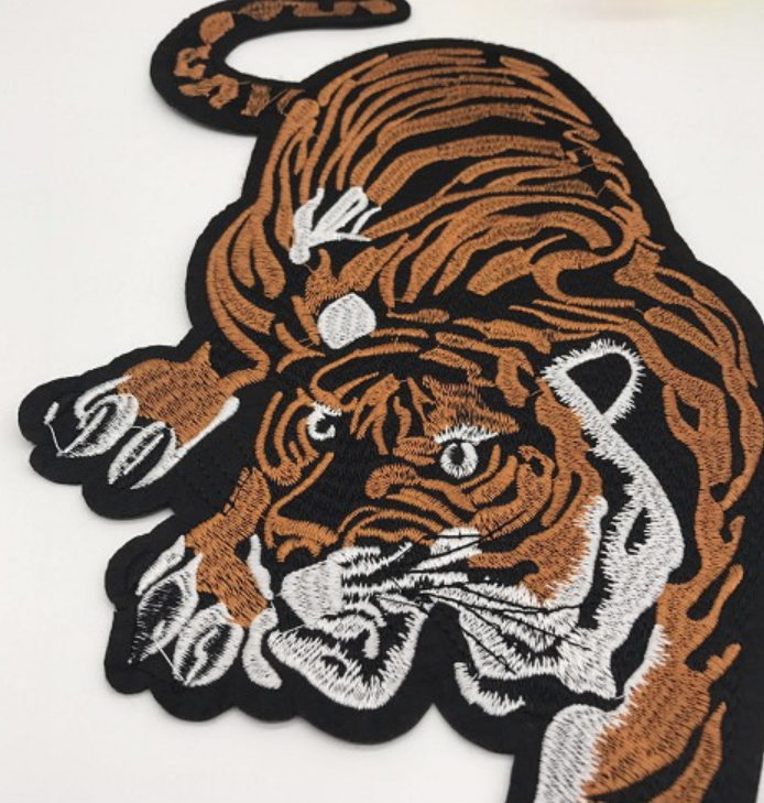 Large Tiger Iron on/Sew on Patch Embroidered for DIY Jacket Bag 13.4× 7 inches