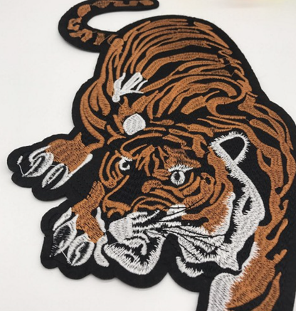 Large Tiger Iron on/Sew on Patch Embroidered for DIY Jacket Bag 13.4× 7 inches