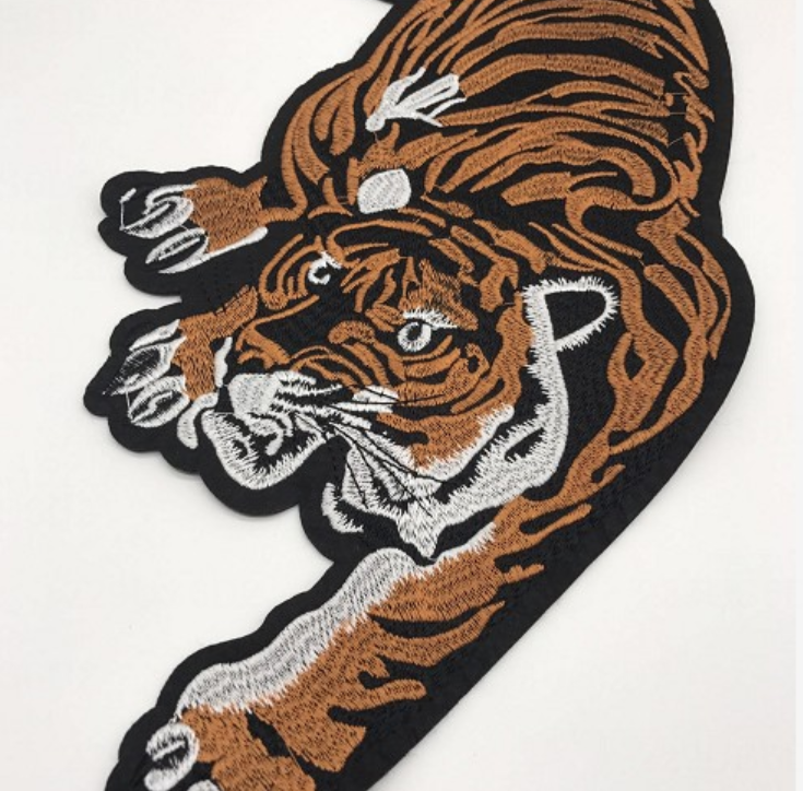 Large Tiger Iron on/Sew on Patch Embroidered for DIY Jacket Bag 13.4× 7 inches