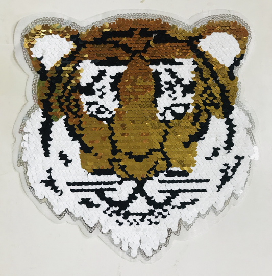 Large Tiger with sequins - Sew on Patches Stickers