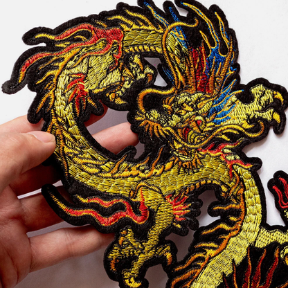 Large Dragon Embroidered Iron On Sew On Patch Badge Fabric DIY Jeans Jacket Bag