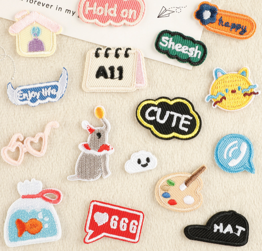 16pcs mini Candle leaf Embroidered Iron On Sew On Patch Badge Fabric DIY Stick