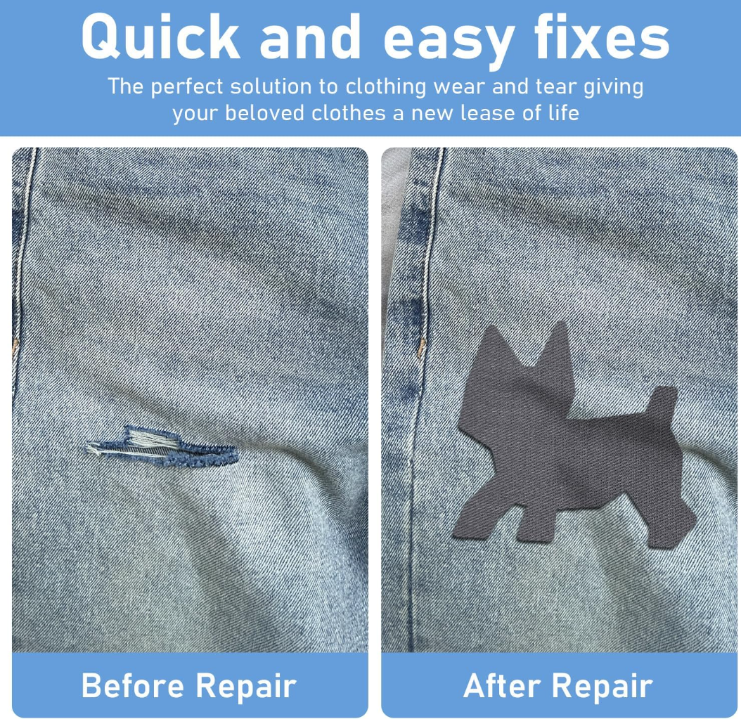 8PCS Iron On Denim Patches Fabric Repair Patches Clothes Mending Stickers UK