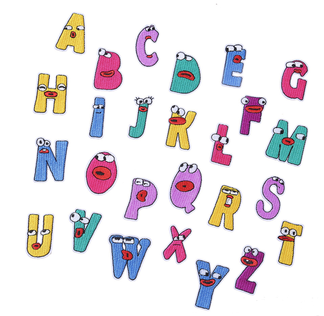 26PCS Iron-on Letters Patch Stickers Cute Shaped DIY Alphabet Decorative