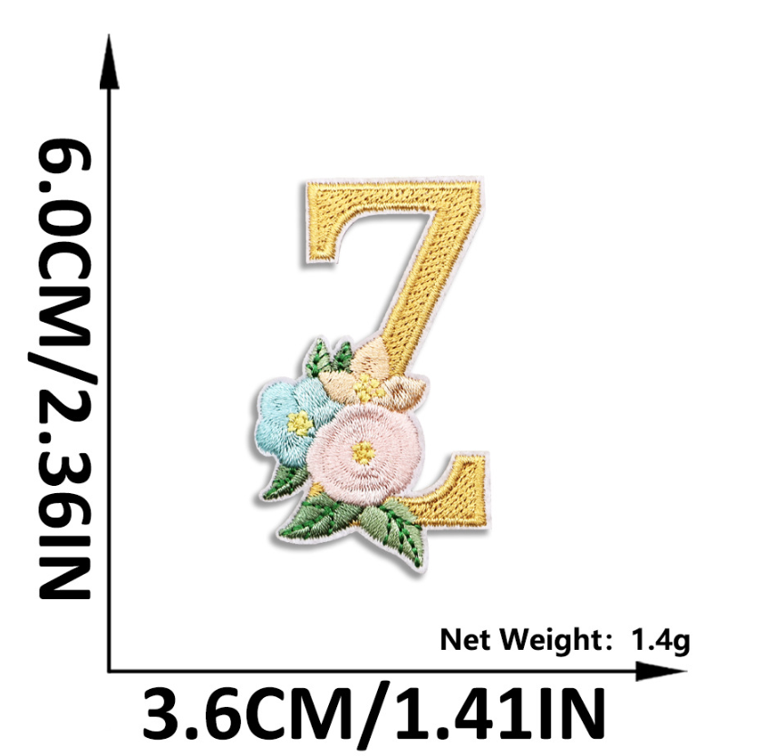 26PCS Iron On Letters with Flowers, Iron On Patches Embroidery Letter DIY Craft